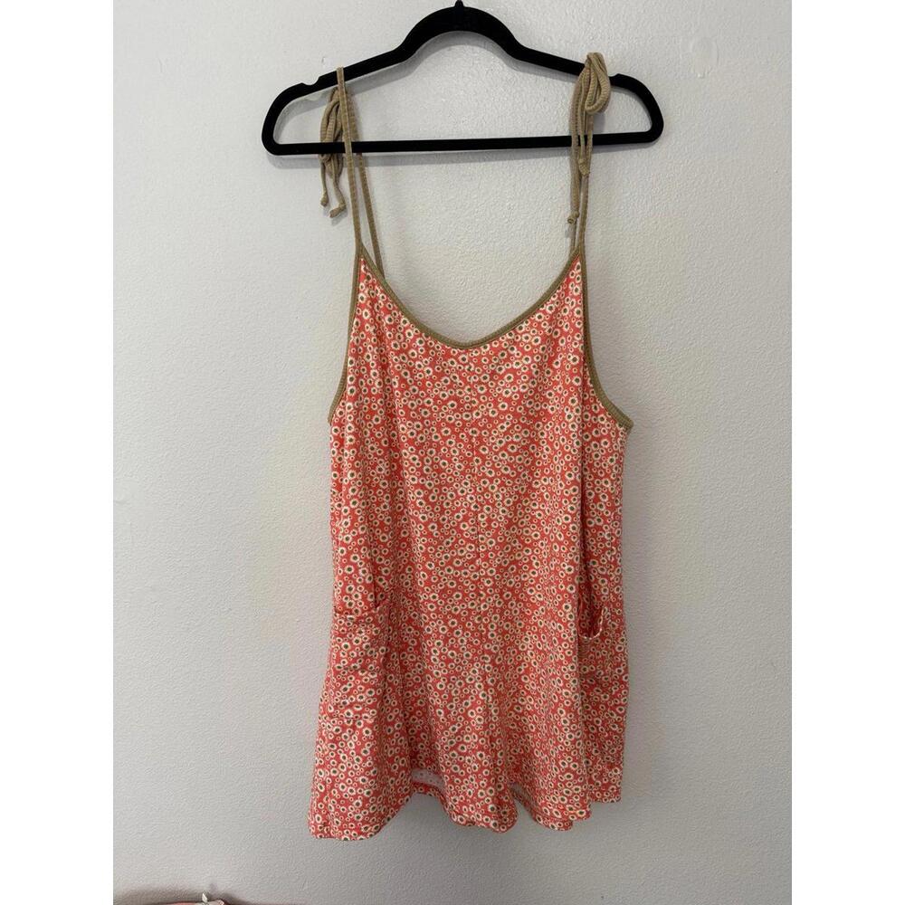 Tie-Strap Floral Romper in Coral